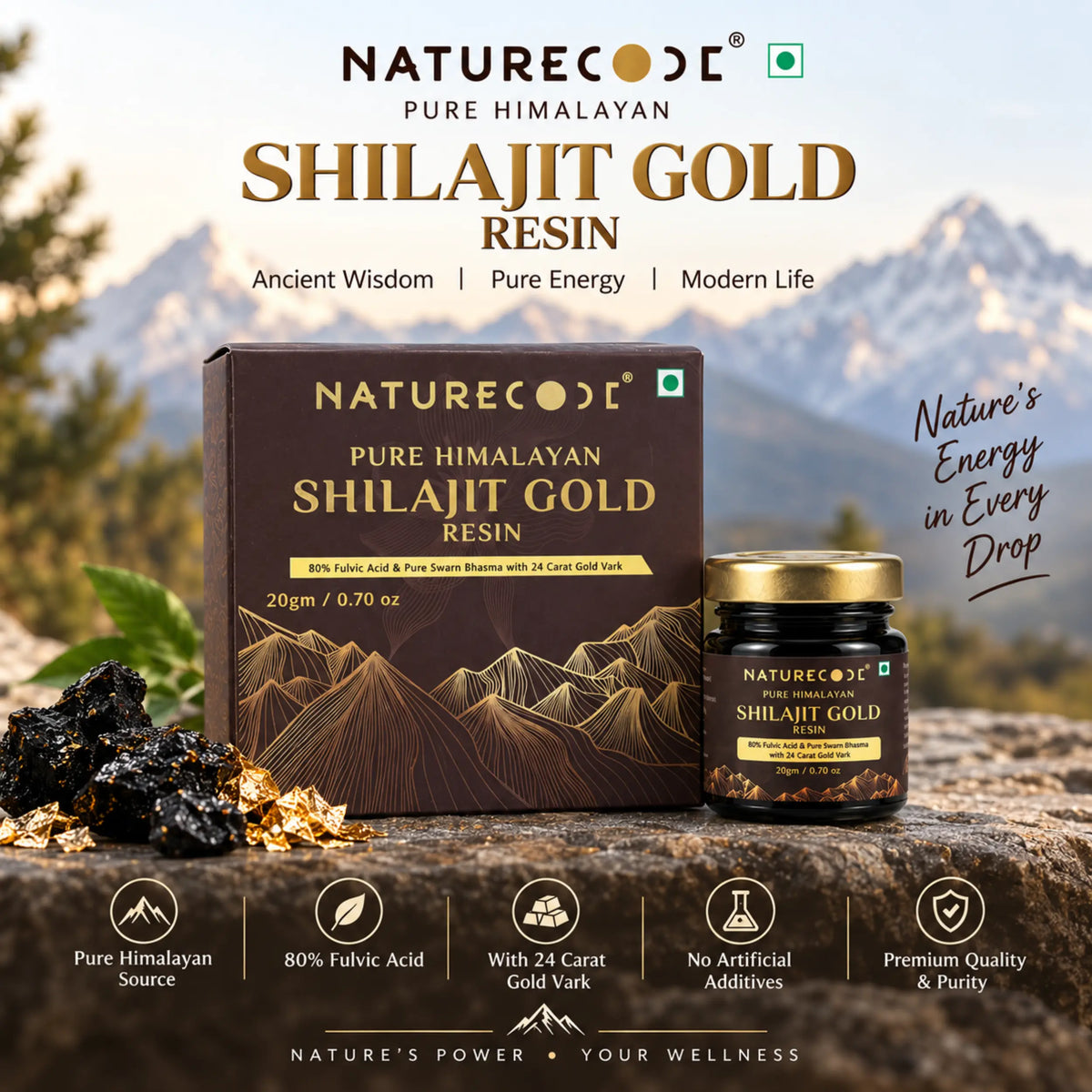 Shilajit Gold Resin Naturecodeindia