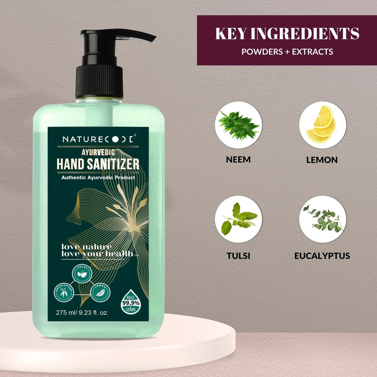 Ayurvedic Hand Sanitizer (275ml) Naturecodeindia