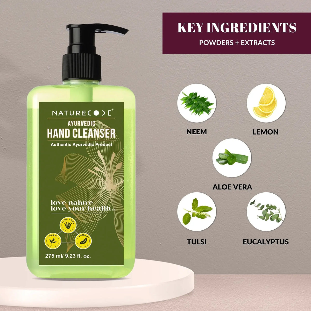 Ayurvedic Hand Cleanser (275ml) Naturecodeindia