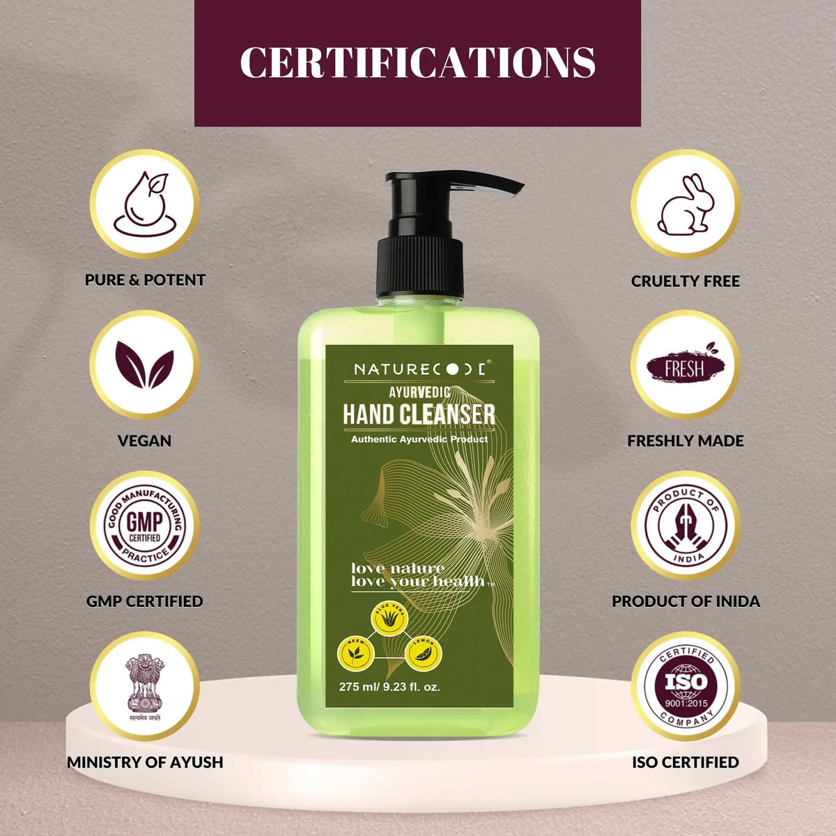 Ayurvedic Hand Cleanser (275ml) Naturecodeindia
