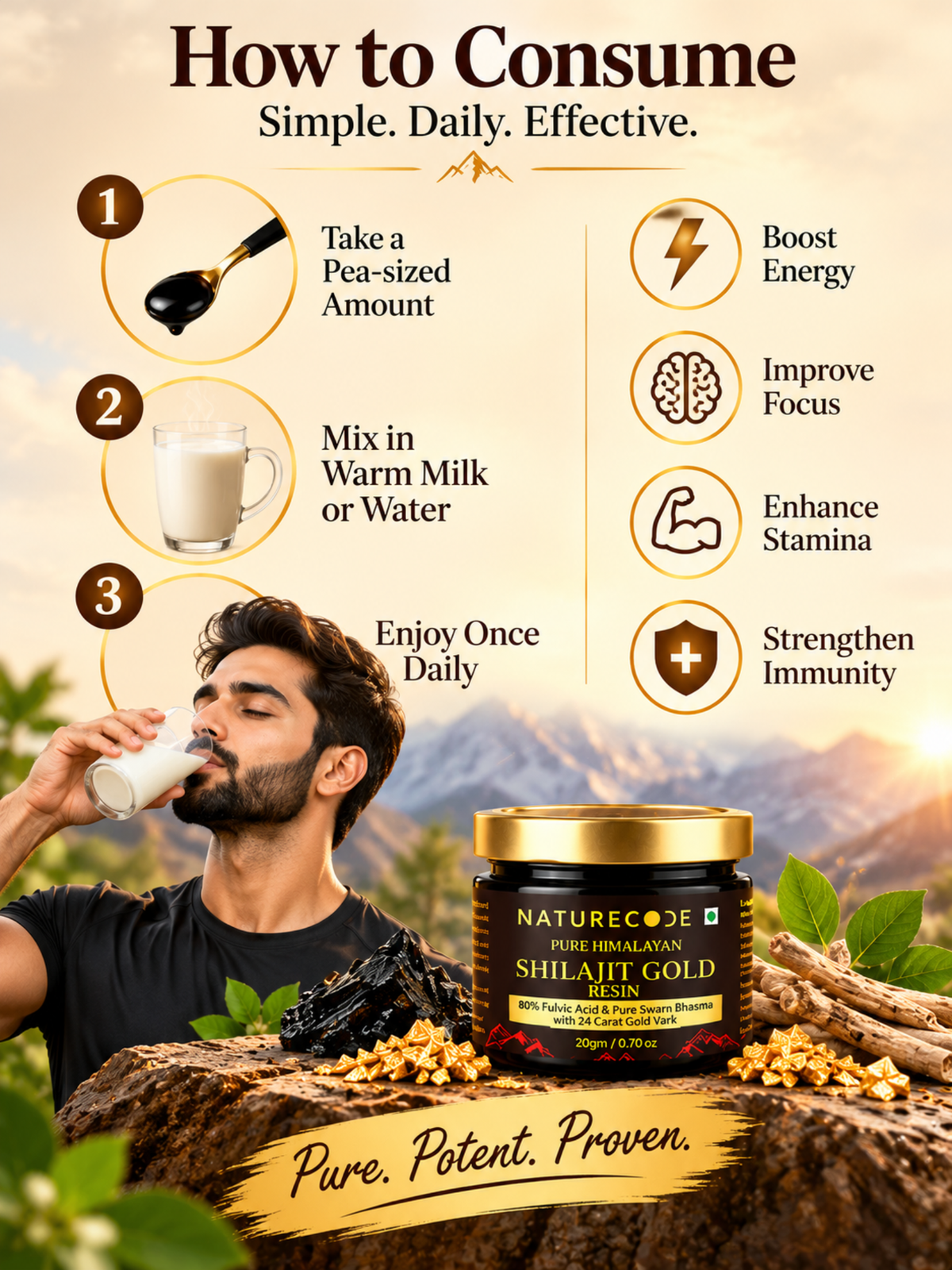 Shilajit Gold Resin for Men — how to consume creative