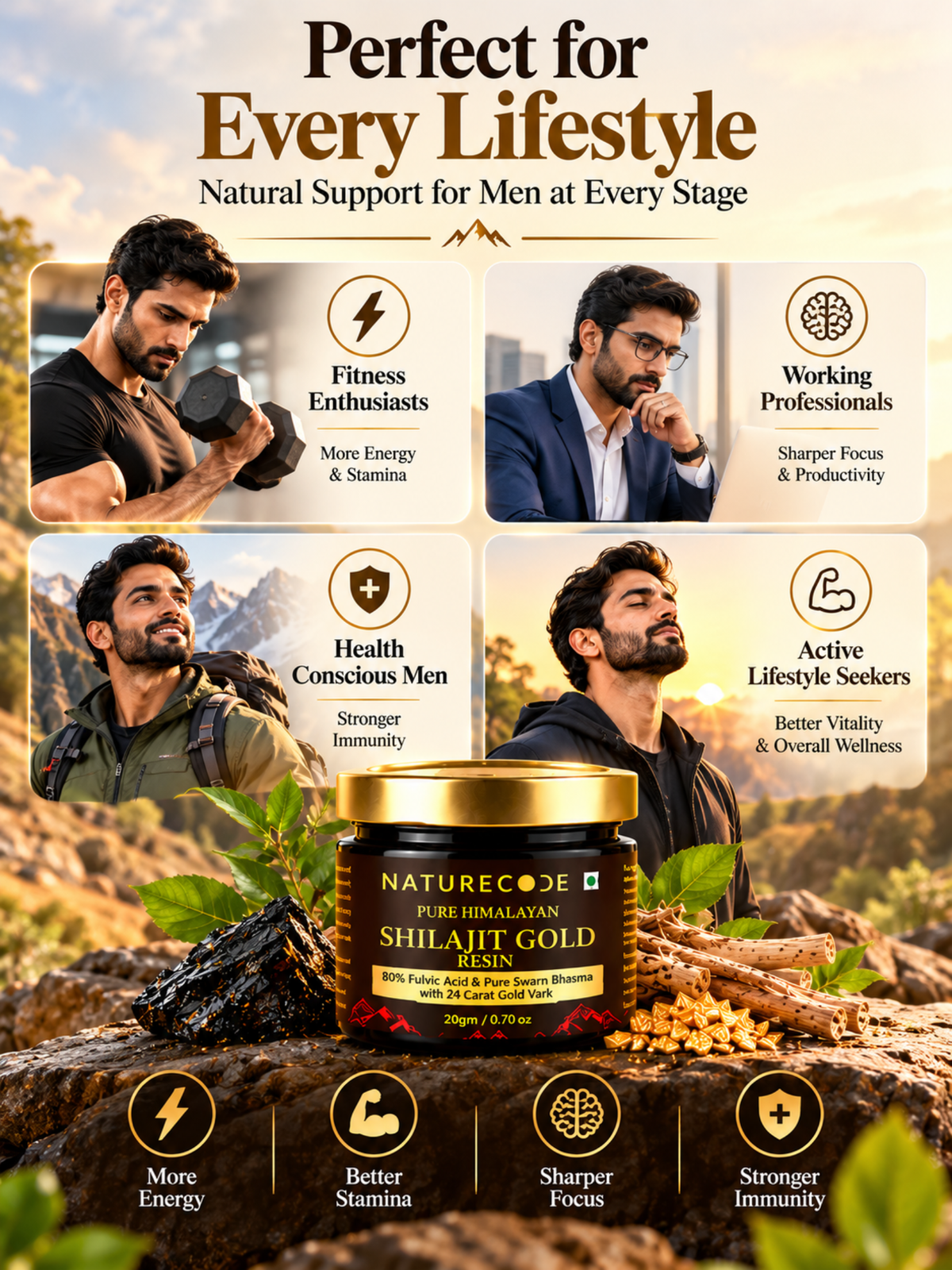 Shilajit Gold Resin for Men — lifestyle uses creative